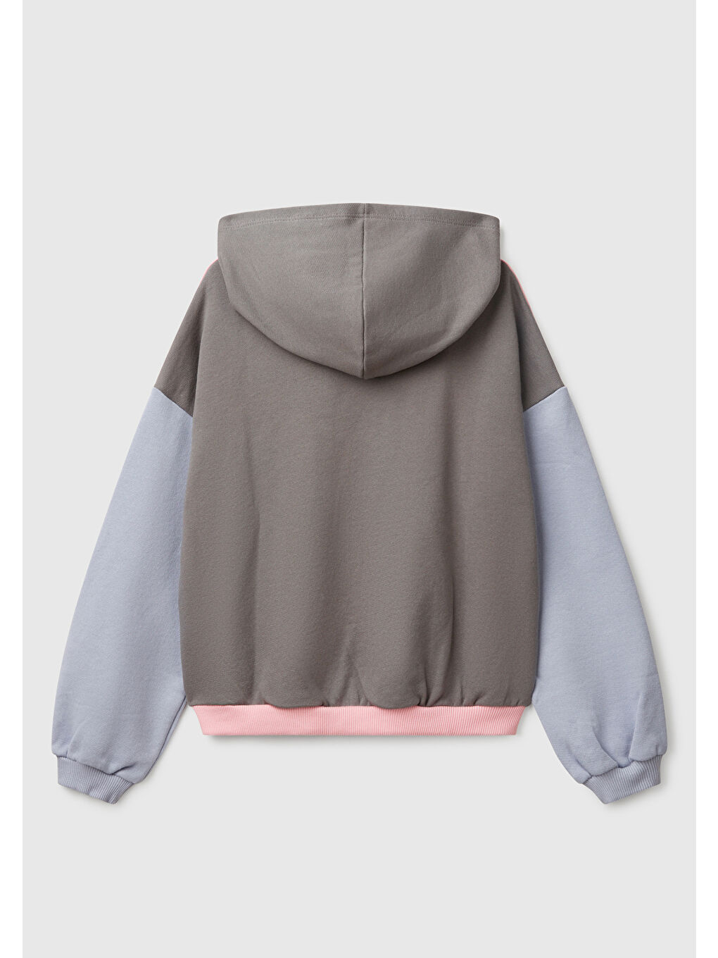 Kız Çocuk Pembe Mix Benetton Logo Baskılı Kapüşonlu Sweatshirt-1
