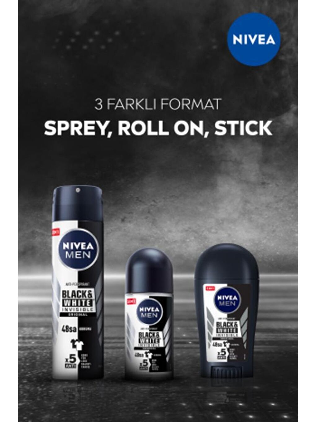 NIVEA Şeffaf Men Erkek Roll-On Deodorant Black&White Invisible Original 50 ml, 48 Saat Anti-Perspirant Koruma - 5