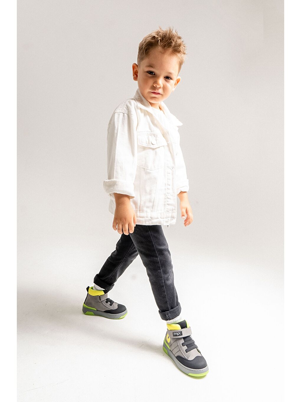 Erkek Çocuk Gri Hakiki Deri Anatomik Günlük Bot