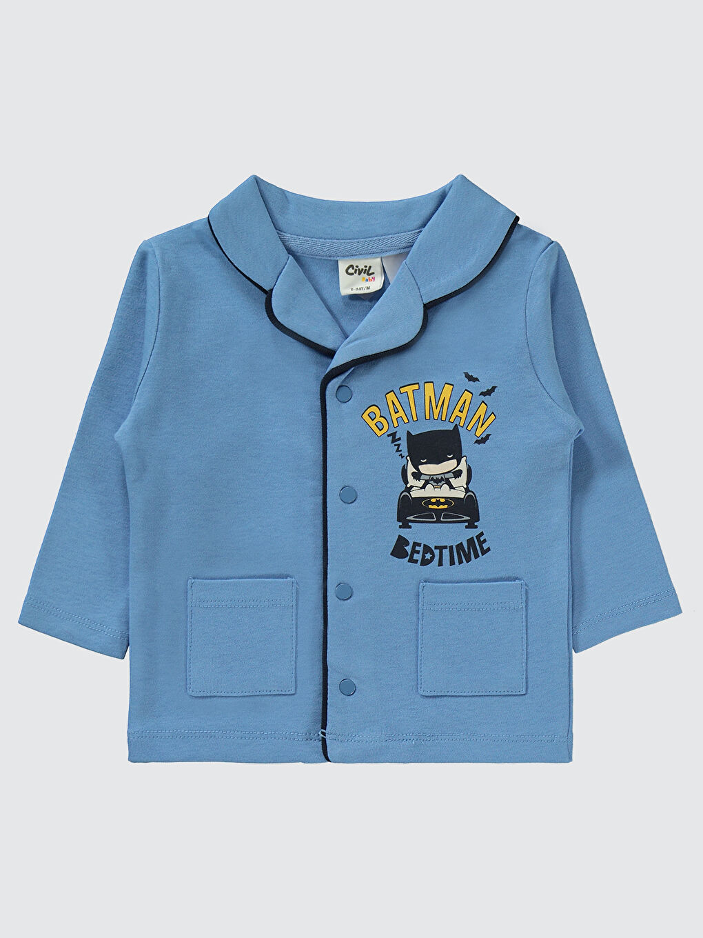Batman Erkek Bebek Pijama Takımı 6-18 Ay Açık İndigo-2