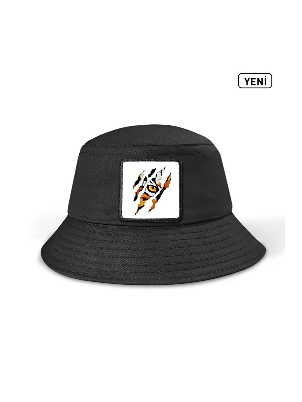 Kaplan Logolu Bucket Siyah Şapka