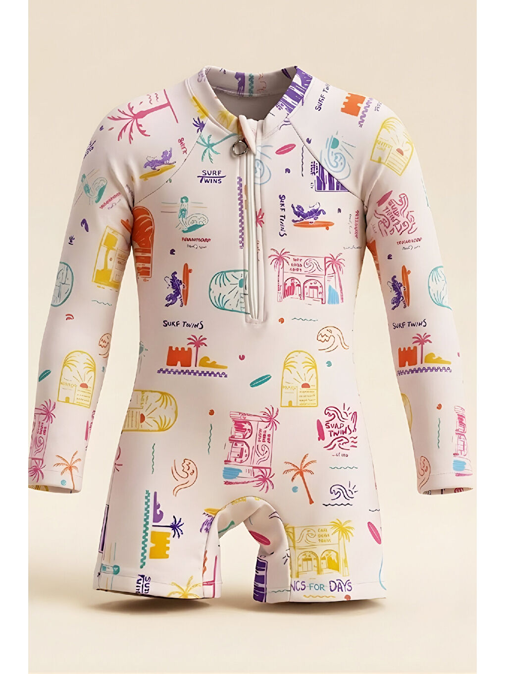 Karışık Erkek Bebek Tulum Mayo-Uzun Kollu ve Fermuarlı 9-24 Ay 12626B