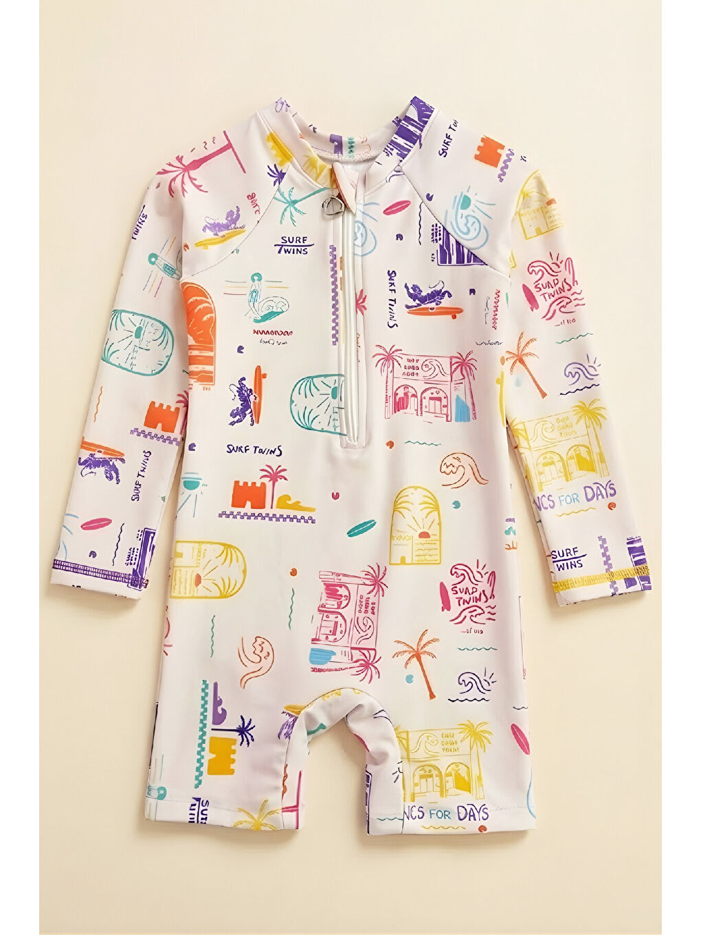 Karışık Erkek Bebek Tulum Mayo-Uzun Kollu ve Fermuarlı 9-24 Ay 12626B-1