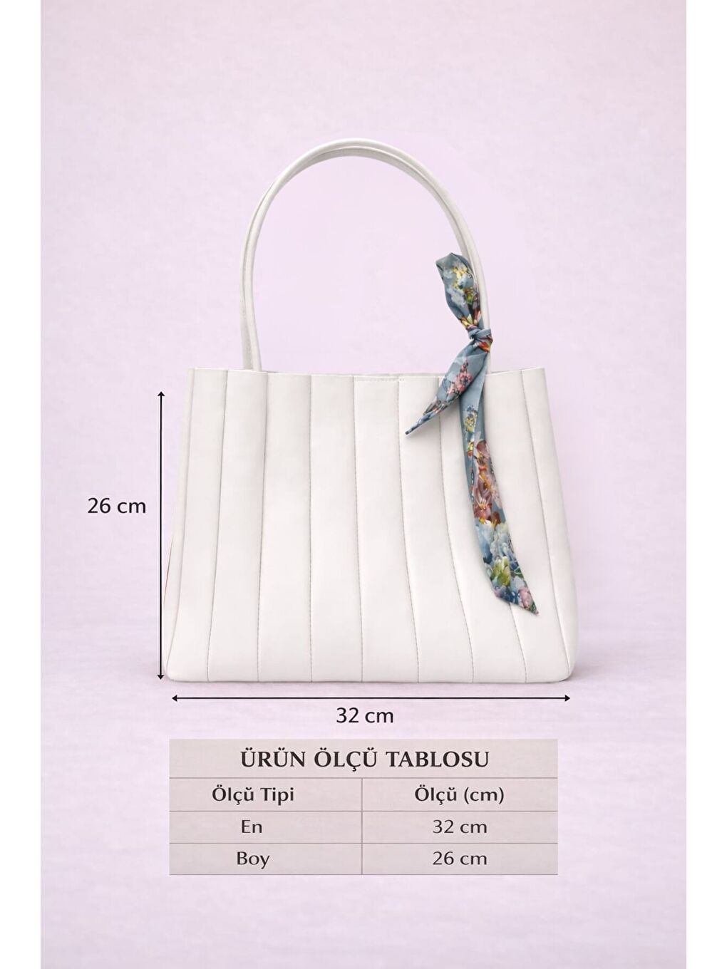 Beyaz Kadın Piliseli Omuz Çantası ve Cüzdan Seti - Desenli Eşarp Detaylı El ve Kol Çantası 12676-4