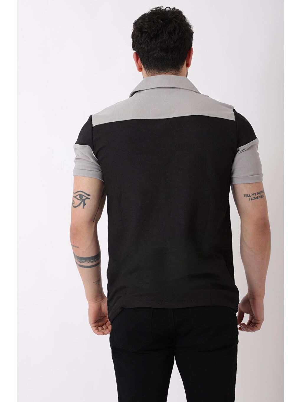 Gri Apaç Yaka Triko Tişört JS C-1020_30420-3