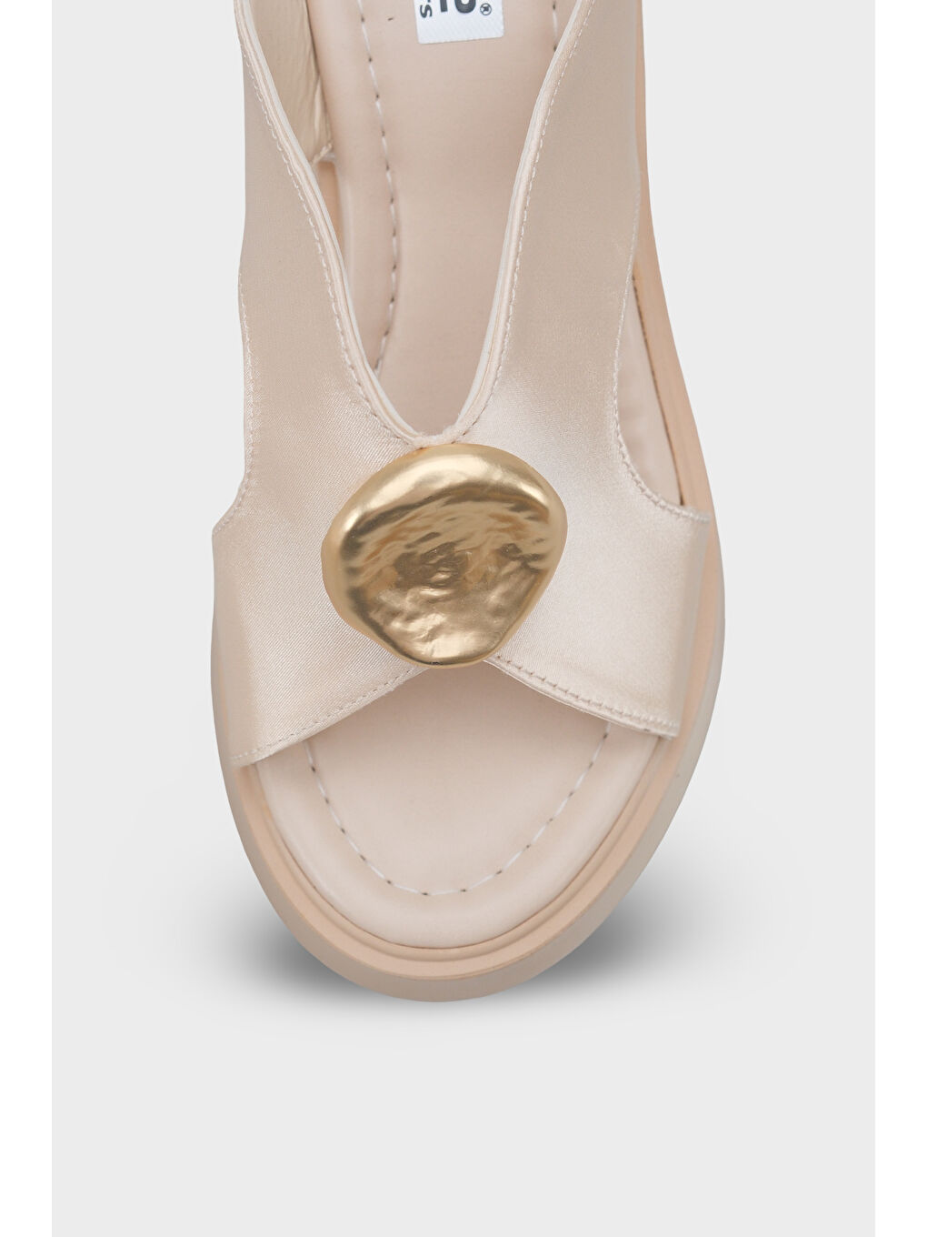 Bej Zarla Taşlı Dolgu Topuk Günlük Kadın Terlik-2