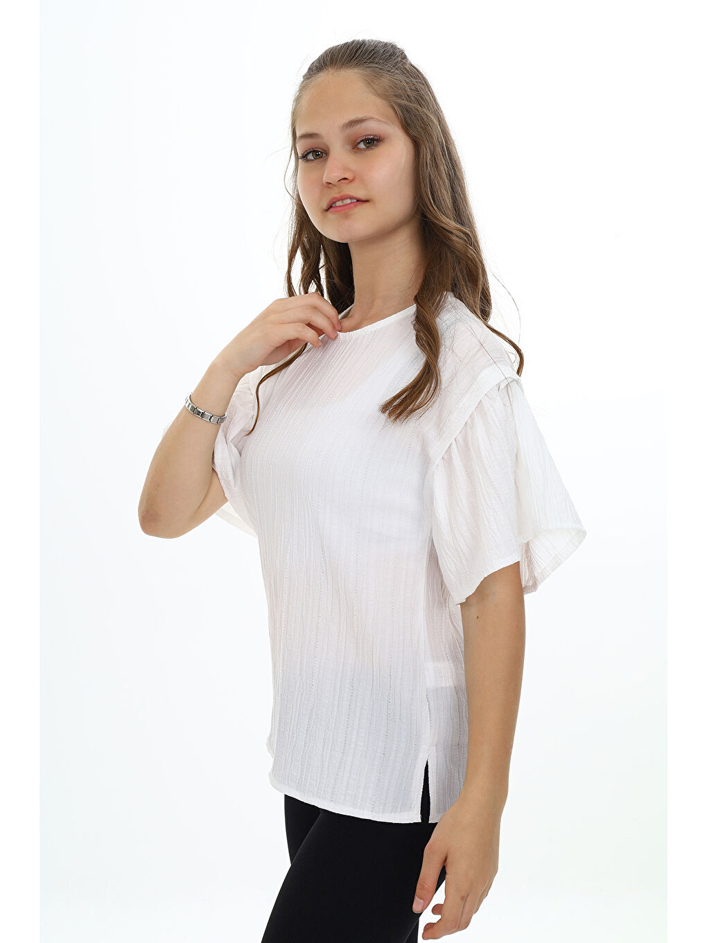 Beyaz Kız Çocuk Okul Tişört-1