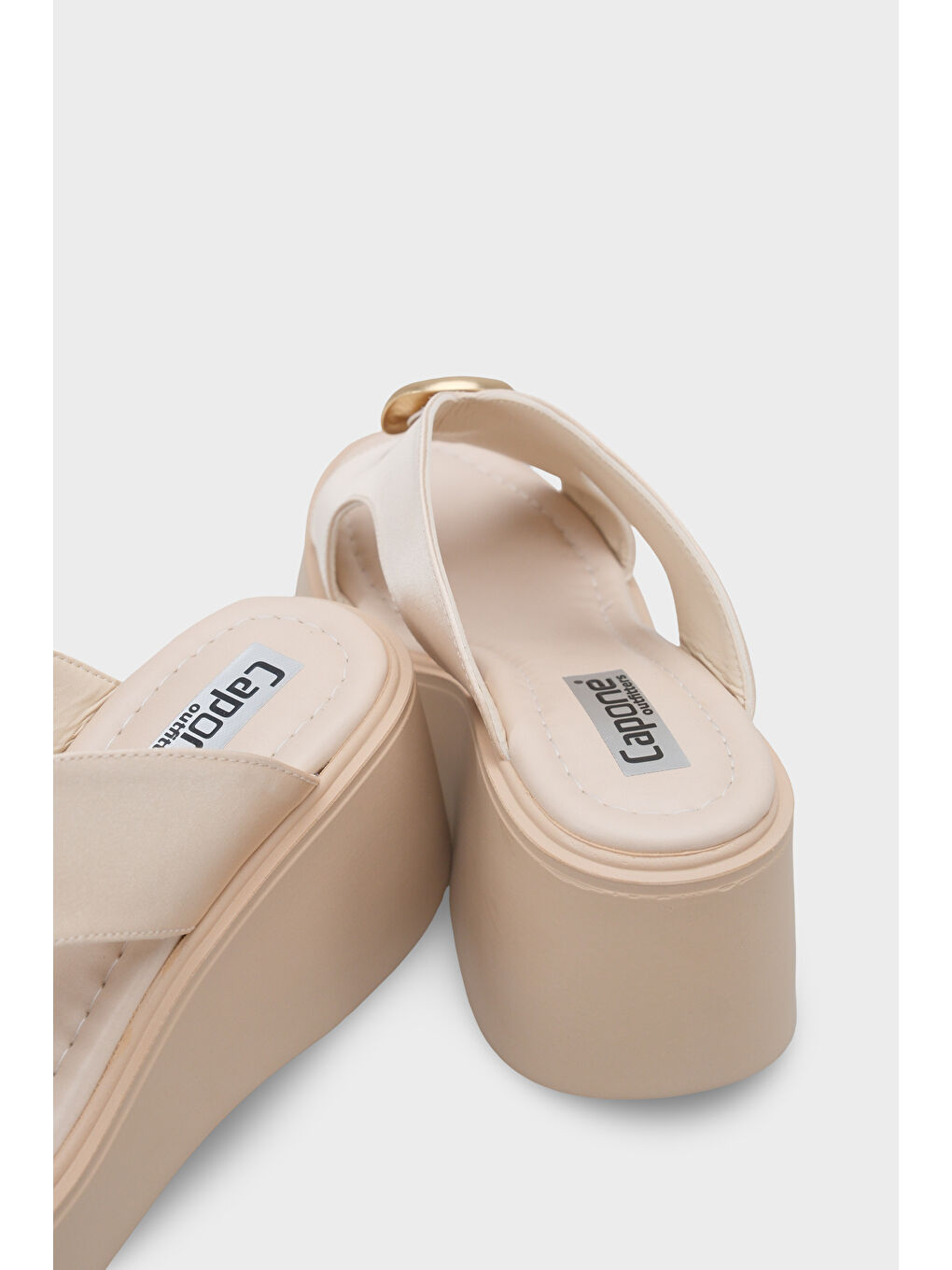 Bej Zarla Taşlı Dolgu Topuk Günlük Kadın Terlik-3