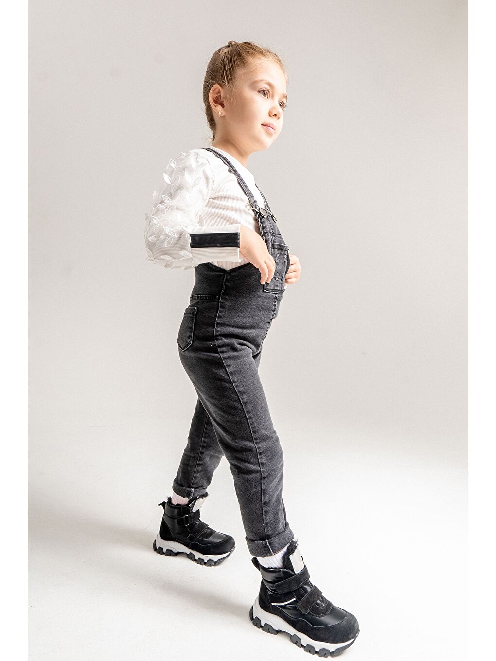 Kız Çocuk Siyah Hakiki Deri Suya Dayanıklı Anatomik Günlük Bot