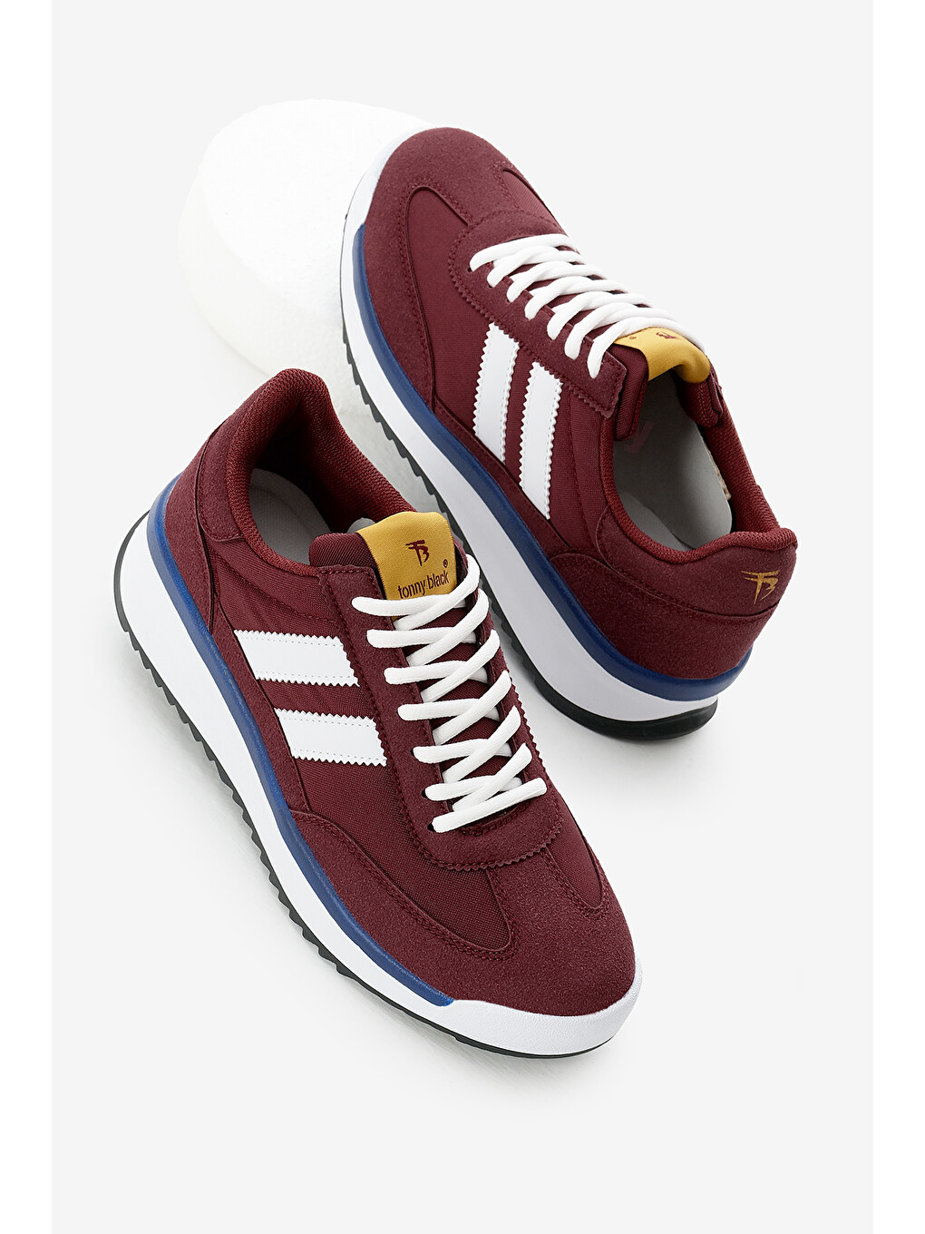 Unisex Bordo Termo Taban Çift Şeritli Bağcıklı Spor Ayakkabı