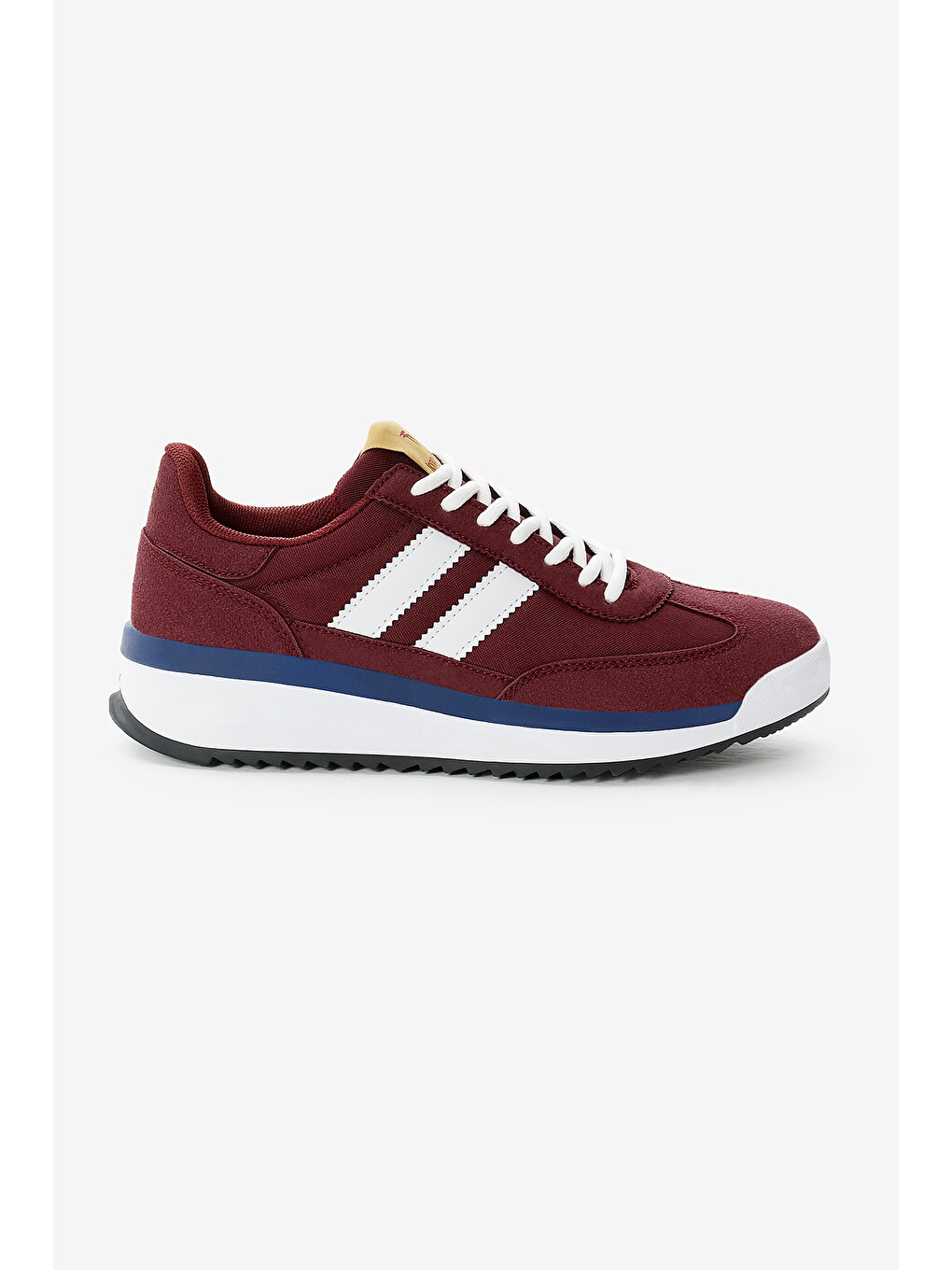 Unisex Bordo Termo Taban Çift Şeritli Bağcıklı Spor Ayakkabı-1