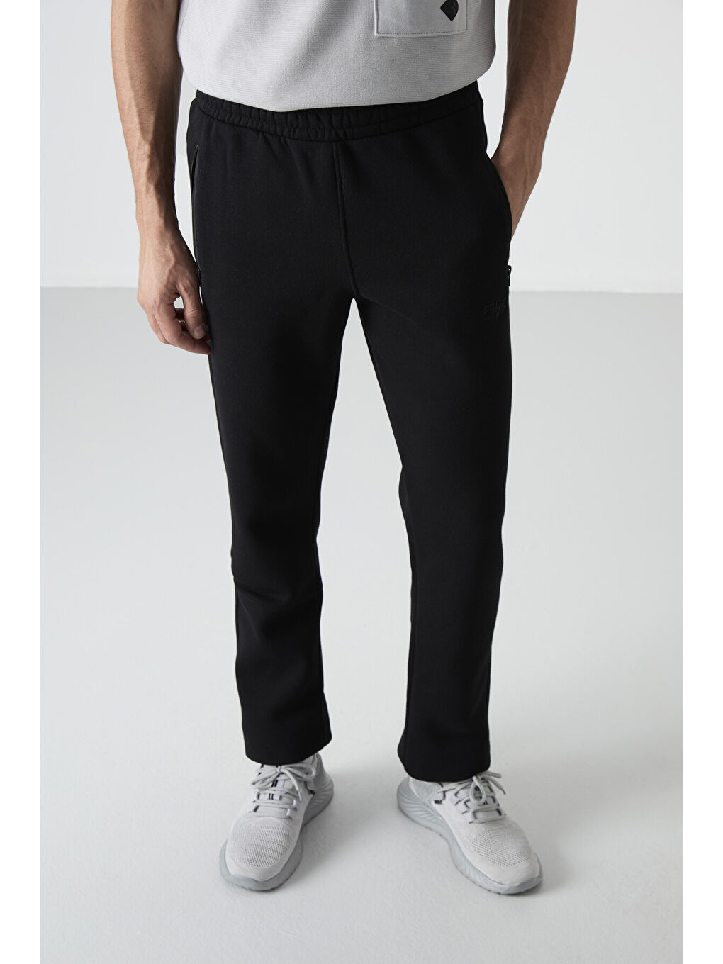 Carlo Siyah Fermuar Cepli Şardonlu Erkek Eşofman Alt - 84942-2