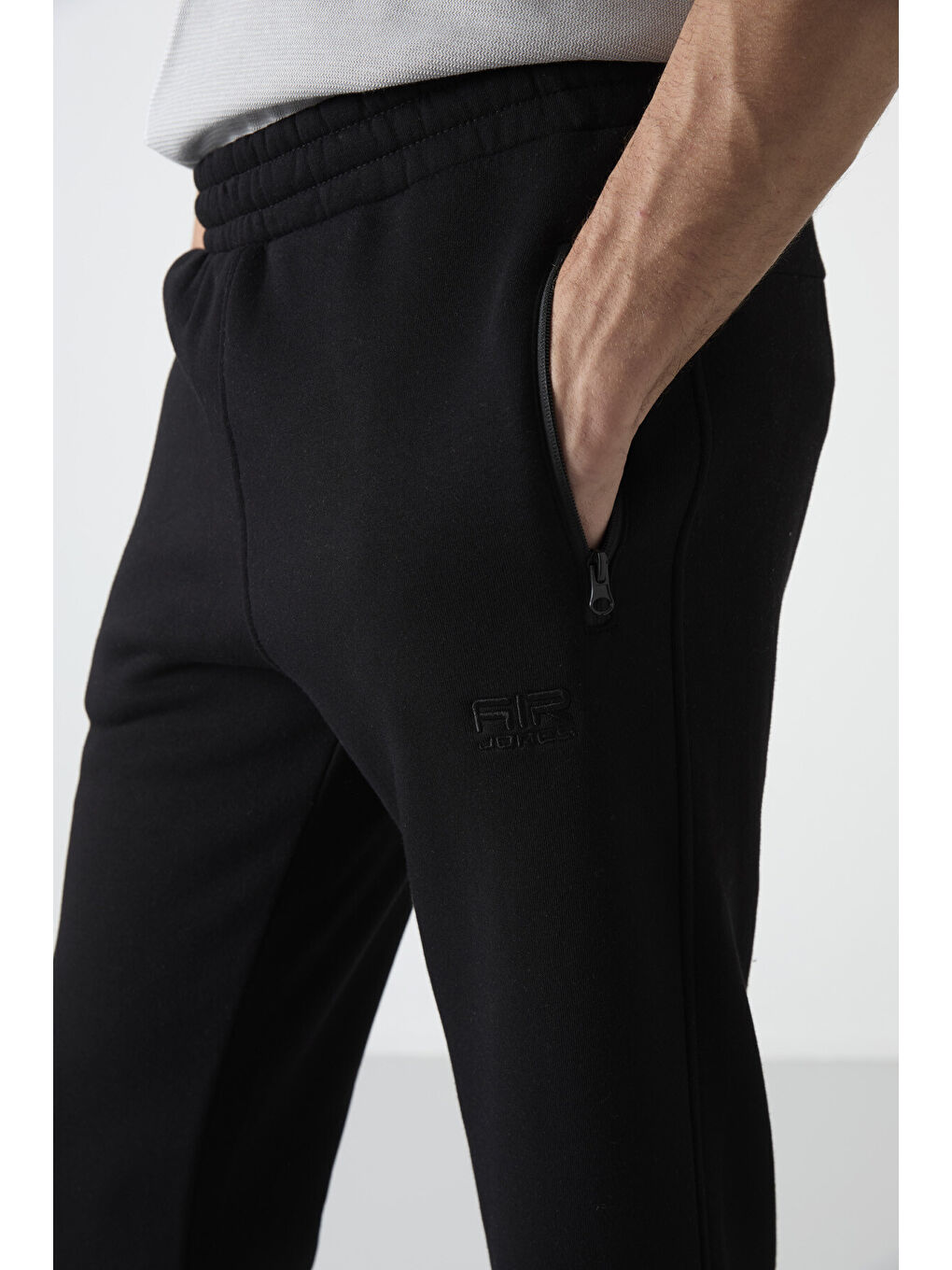 Carlo Siyah Fermuar Cepli Şardonlu Erkek Eşofman Alt - 84942-4