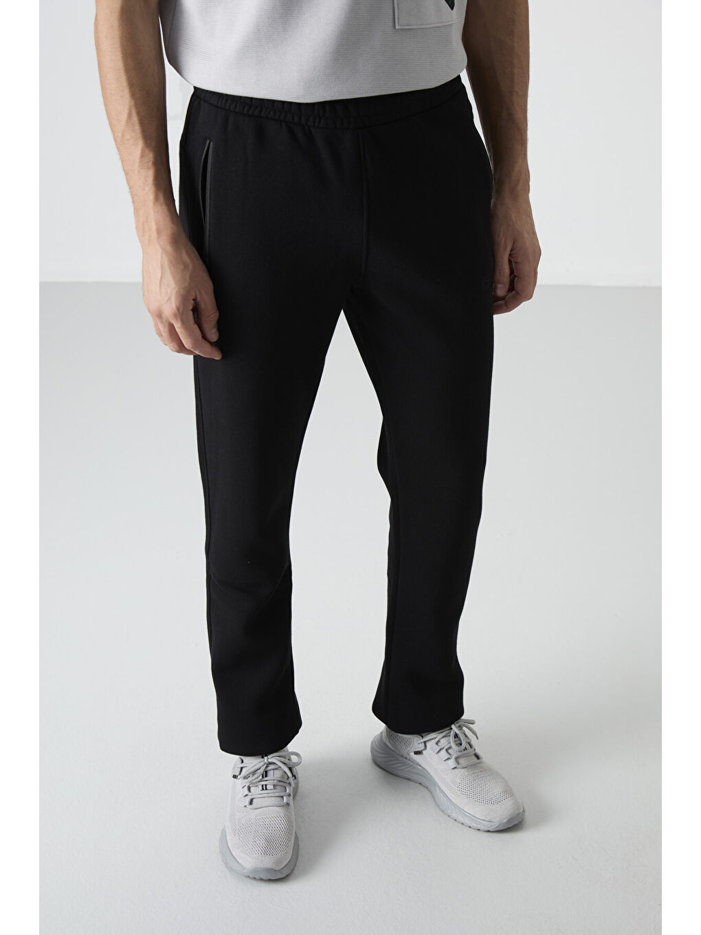 Carlo Siyah Fermuar Cepli Şardonlu Erkek Eşofman Alt - 84942-6