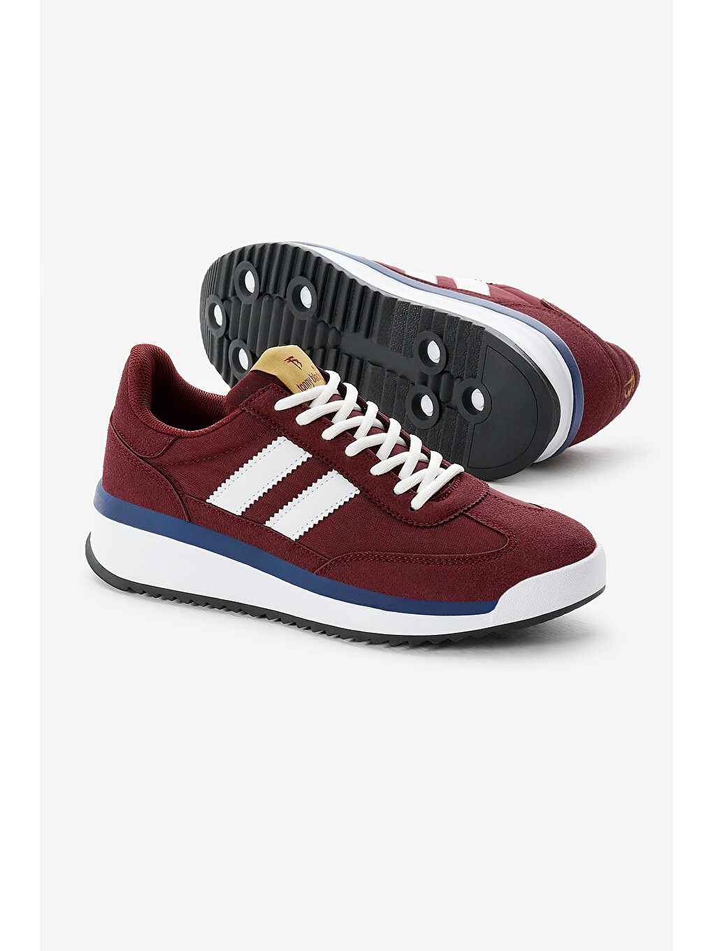 Unisex Bordo Termo Taban Çift Şeritli Bağcıklı Spor Ayakkabı-3