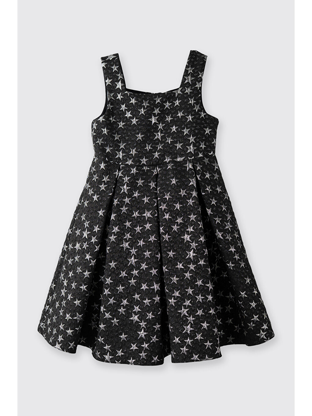 Kız Çocuk Yıldız Desenli Abiye Siyah Parti Elbisesi-2