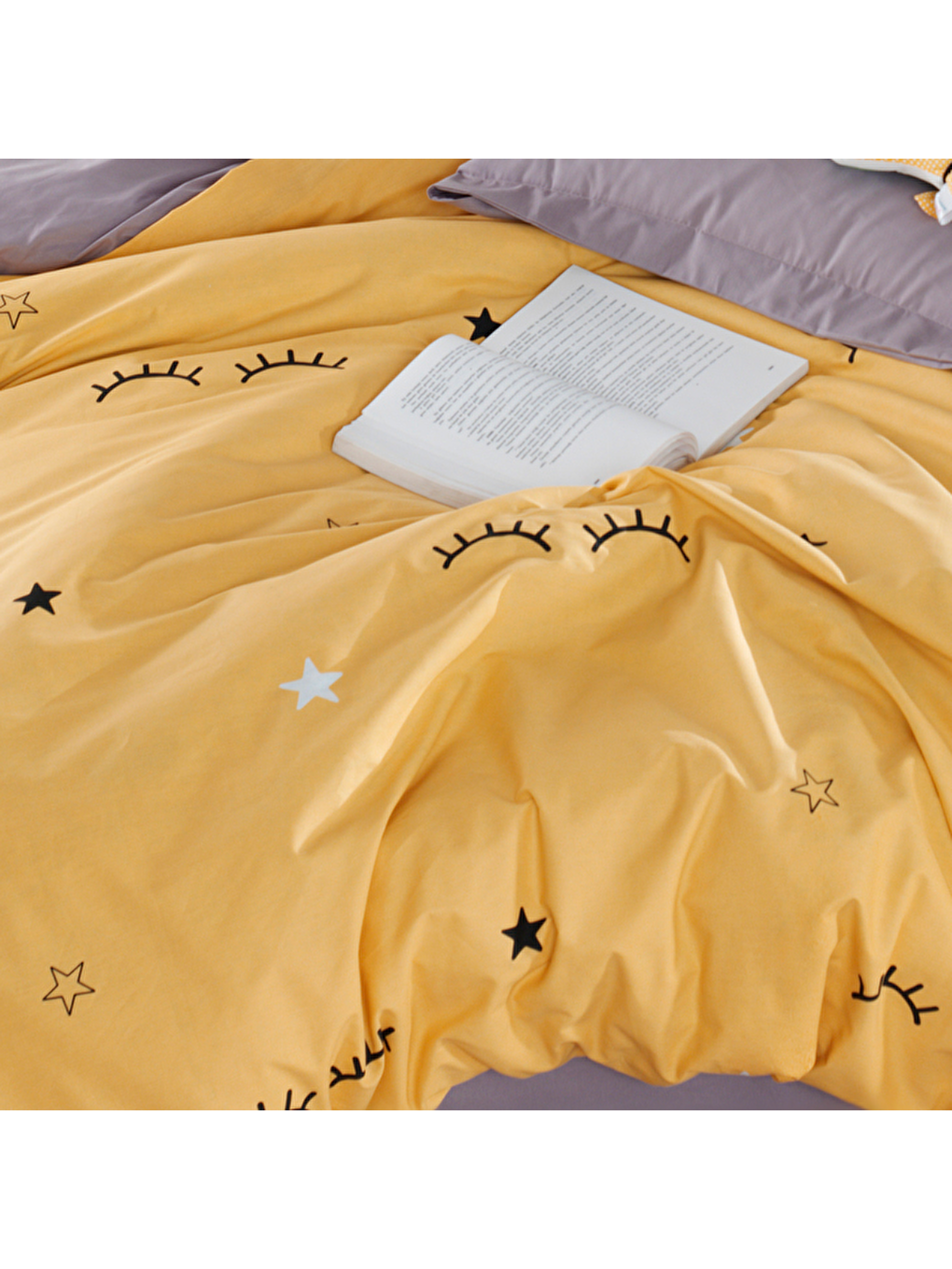 Nevresim Seti Çift Kişilik Baskılı Dide Sarı-1