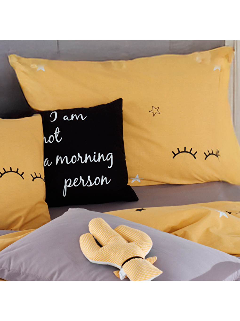 Nevresim Seti Çift Kişilik Baskılı Dide Sarı-2