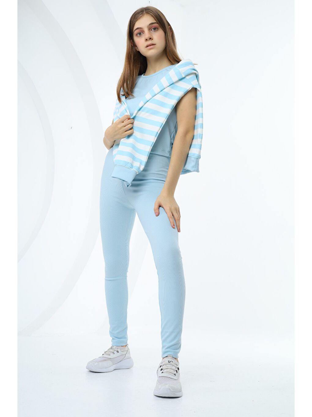 Lila Kız Çocuk Üçlü Taytlı Takım