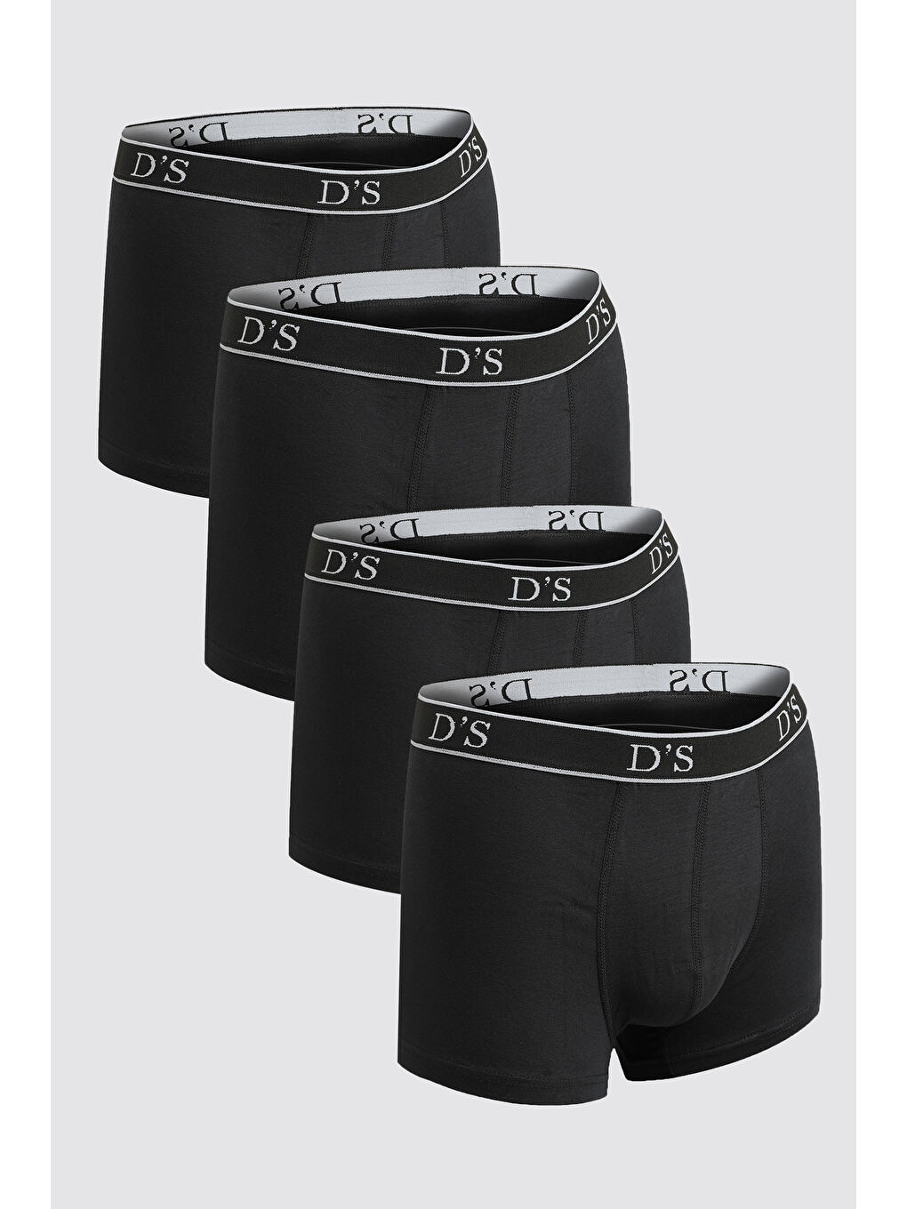 Siyah Beli Lastikli Marka Logolu Elastanlı Esneyebilen 4'lü Boxer Set