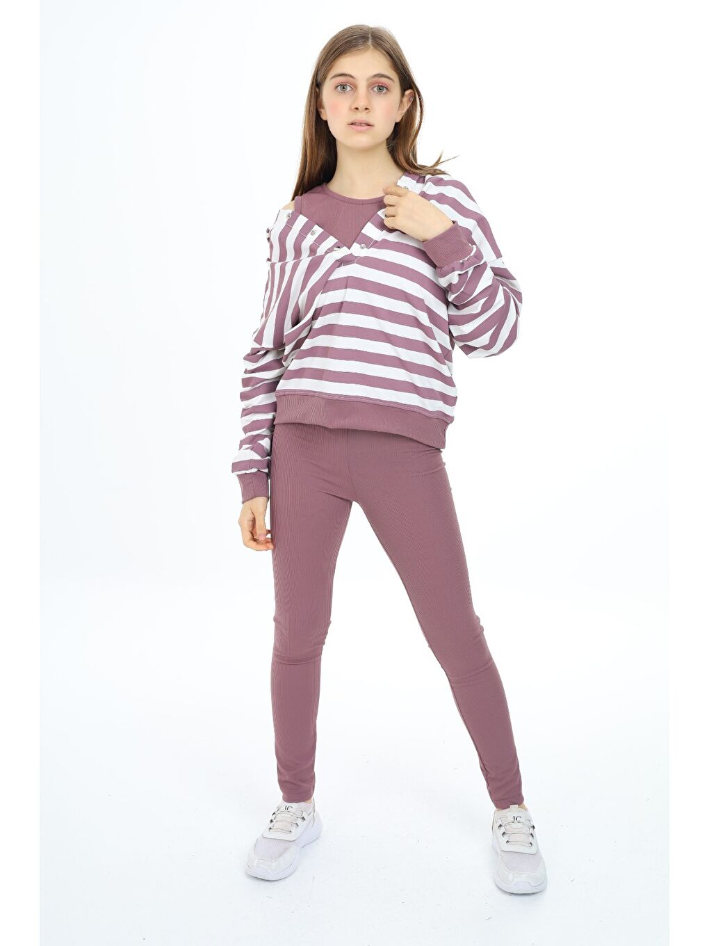 Mürdüm Kız Çocuk Üçlü Taytlı Takım-1