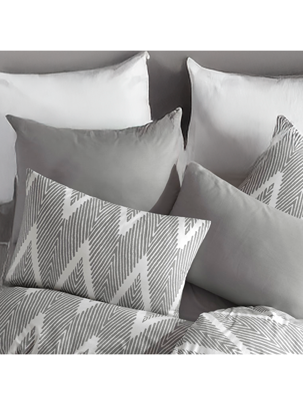 Nevresim Takımı Çift Kişilik Baskılı Olivia Kombin Gri-2