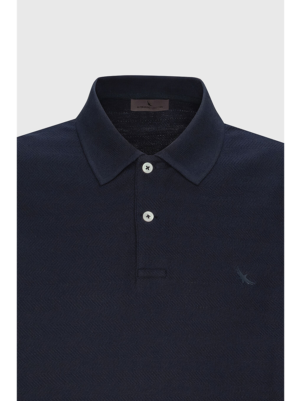 Erkek Lacivert %100 Pamuk Slim Fit Dar Kesim Polo Yaka Jakarlı Tişört-6