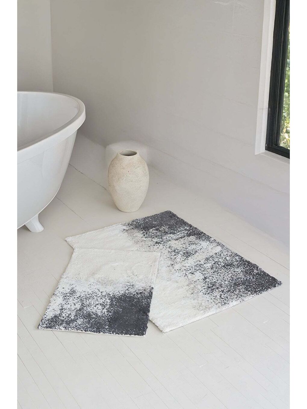 Nera 2'li Banyo Paspası 40x60+60x90 Koyu Gri