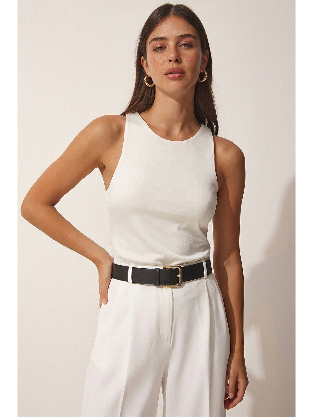Siyah 2’li Paket Basic Crop Viskon Bluz SİYAH EKRU LRN0012-3