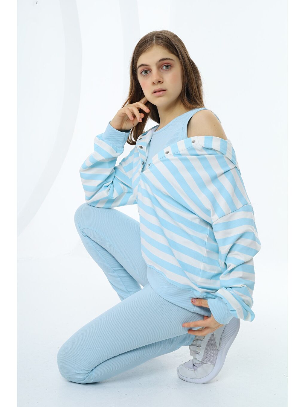 Lila Kız Çocuk Üçlü Taytlı Takım-5