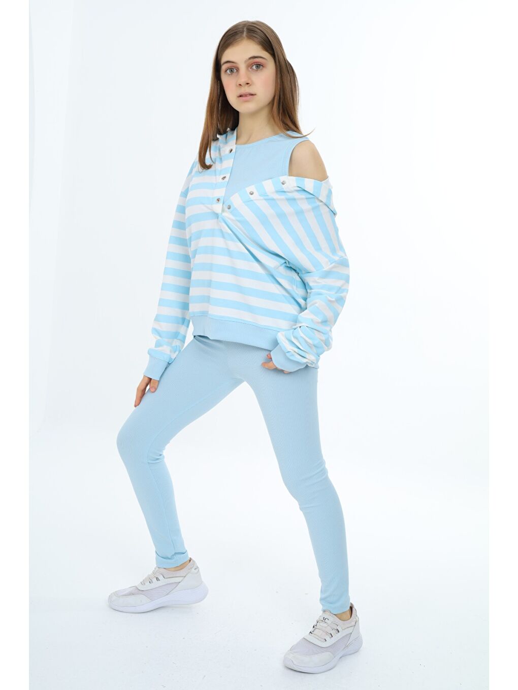 Lila Kız Çocuk Üçlü Taytlı Takım-7