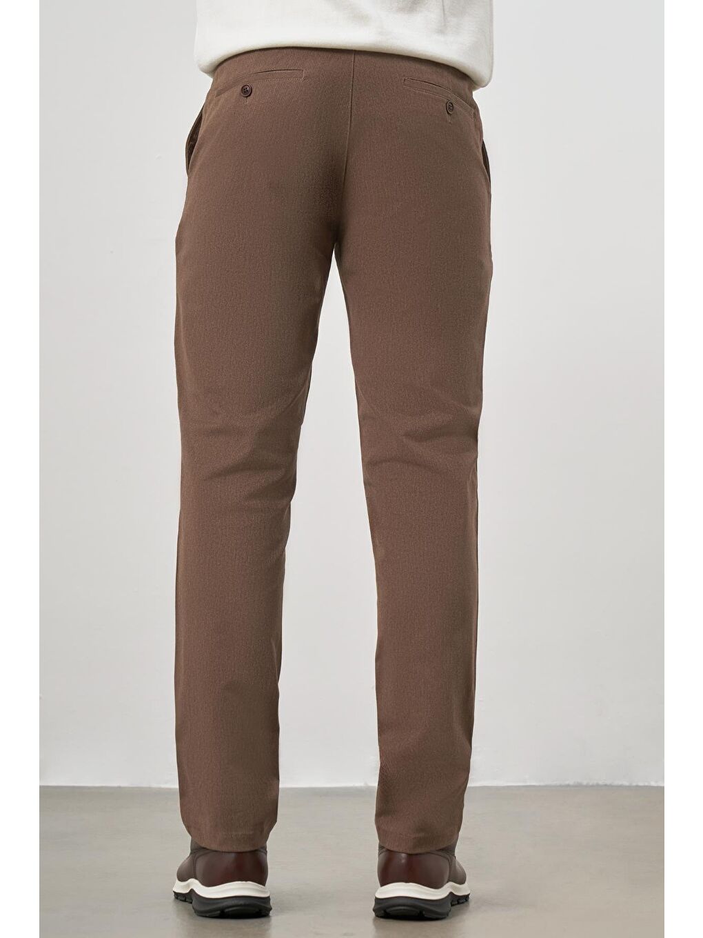 Kahverengi Koyu Vizon Pamuklu Yandan Cepli Casual Slim Fit Chino Pantolon 1003245102-2