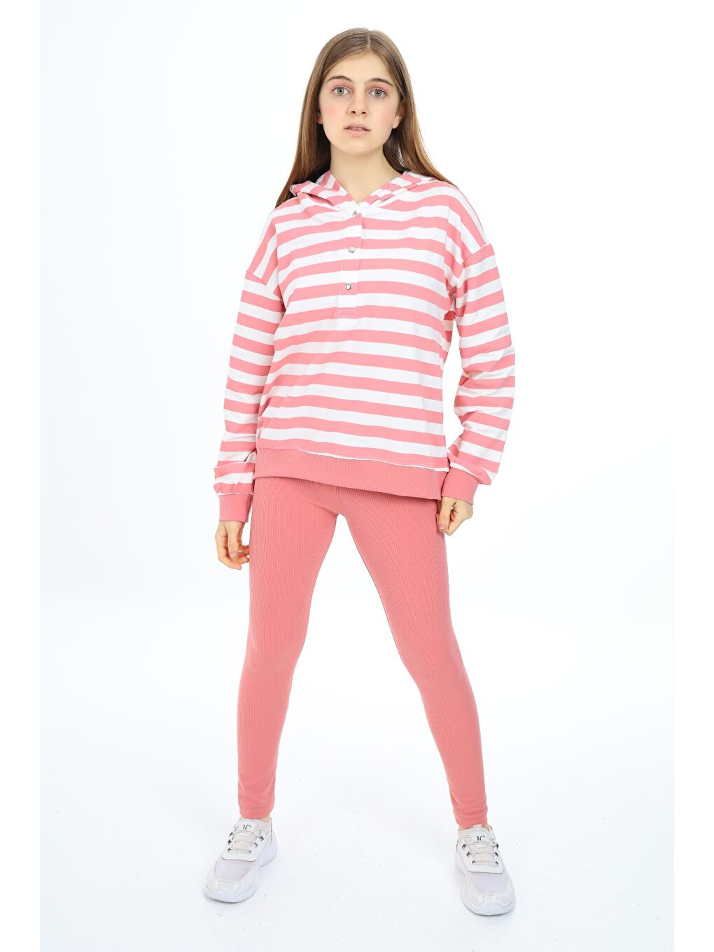 Pembe Kız Çocuk Üçlü Taytlı Takım-1