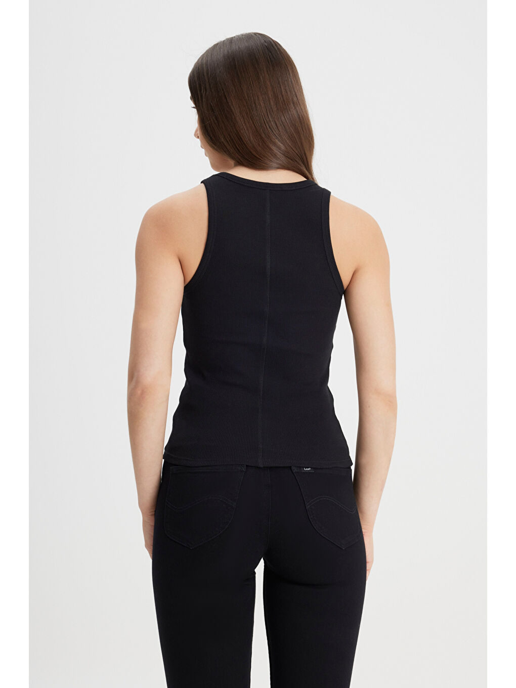 Slim Fit Dar Kesim Siyah Tişört-4