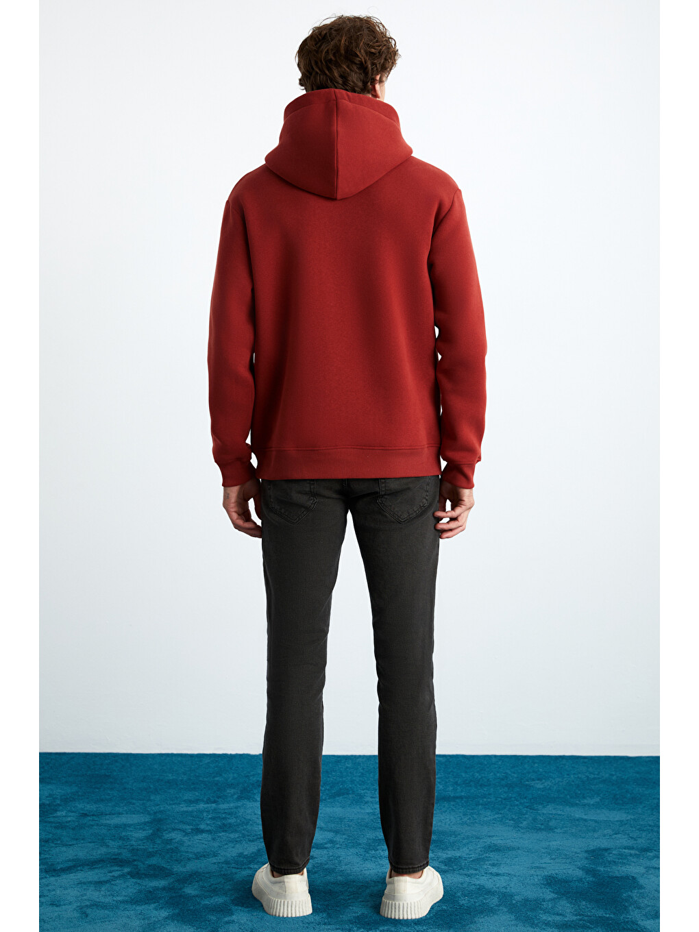 Kahverengi Yokohama Erkek Içi Polarlı Organik Pamuklu Regular Kanguru Cepli Kapüşonlu Kiremit Sweatshirt-4