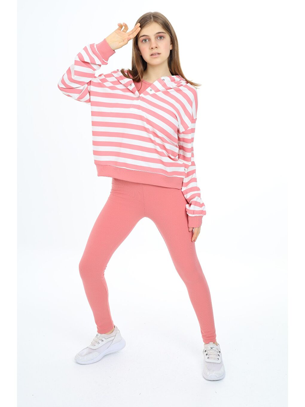 Pembe Kız Çocuk Üçlü Taytlı Takım-2