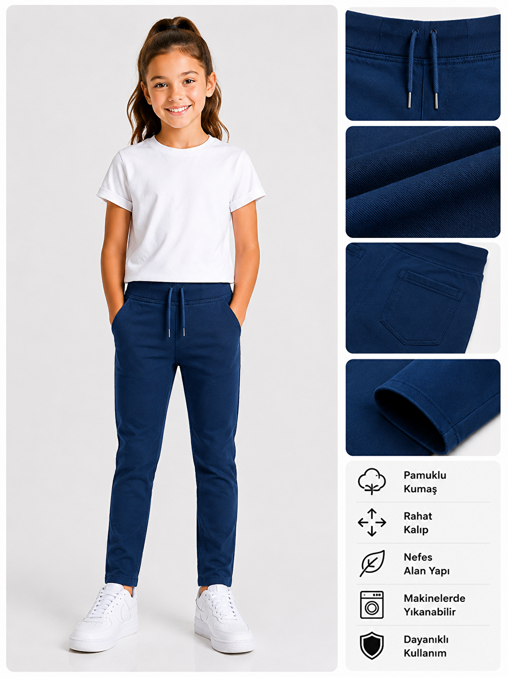 İndigo Kız Çocuk Okul Pantolonu Unisex