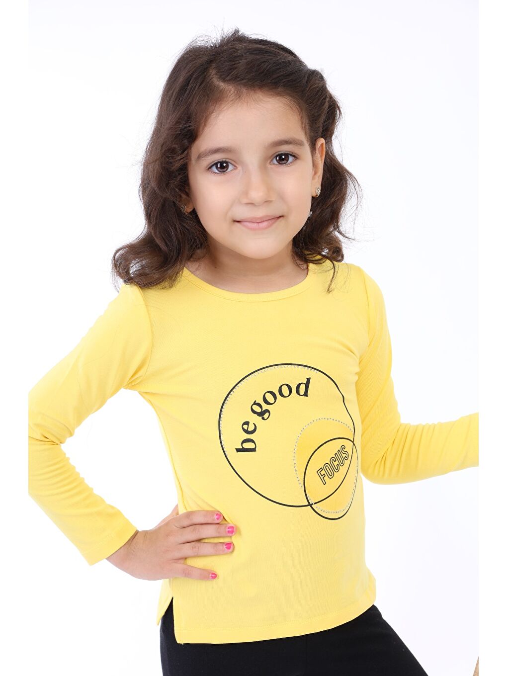 Sarı Kız Çocuk Baskılı Tişört