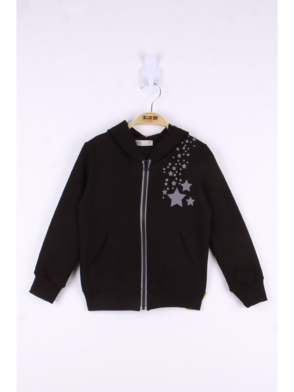 Siyah Kız Çocuk Yıldız Baskılı Hırka