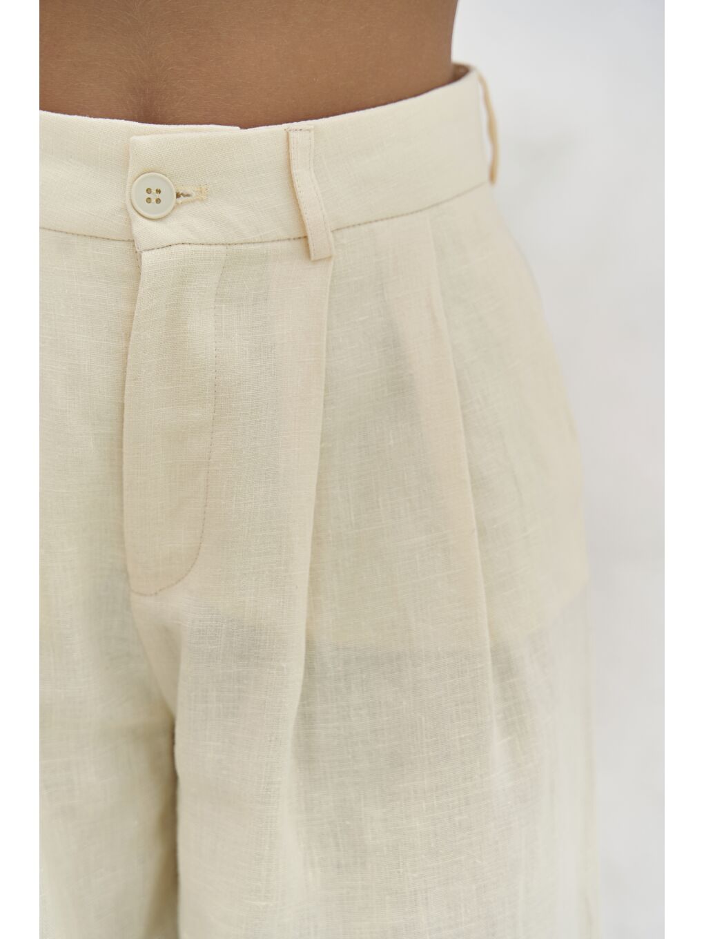 Dena Sırt Dekolteli Sarı Keten Yelek Pantolon Takım-6