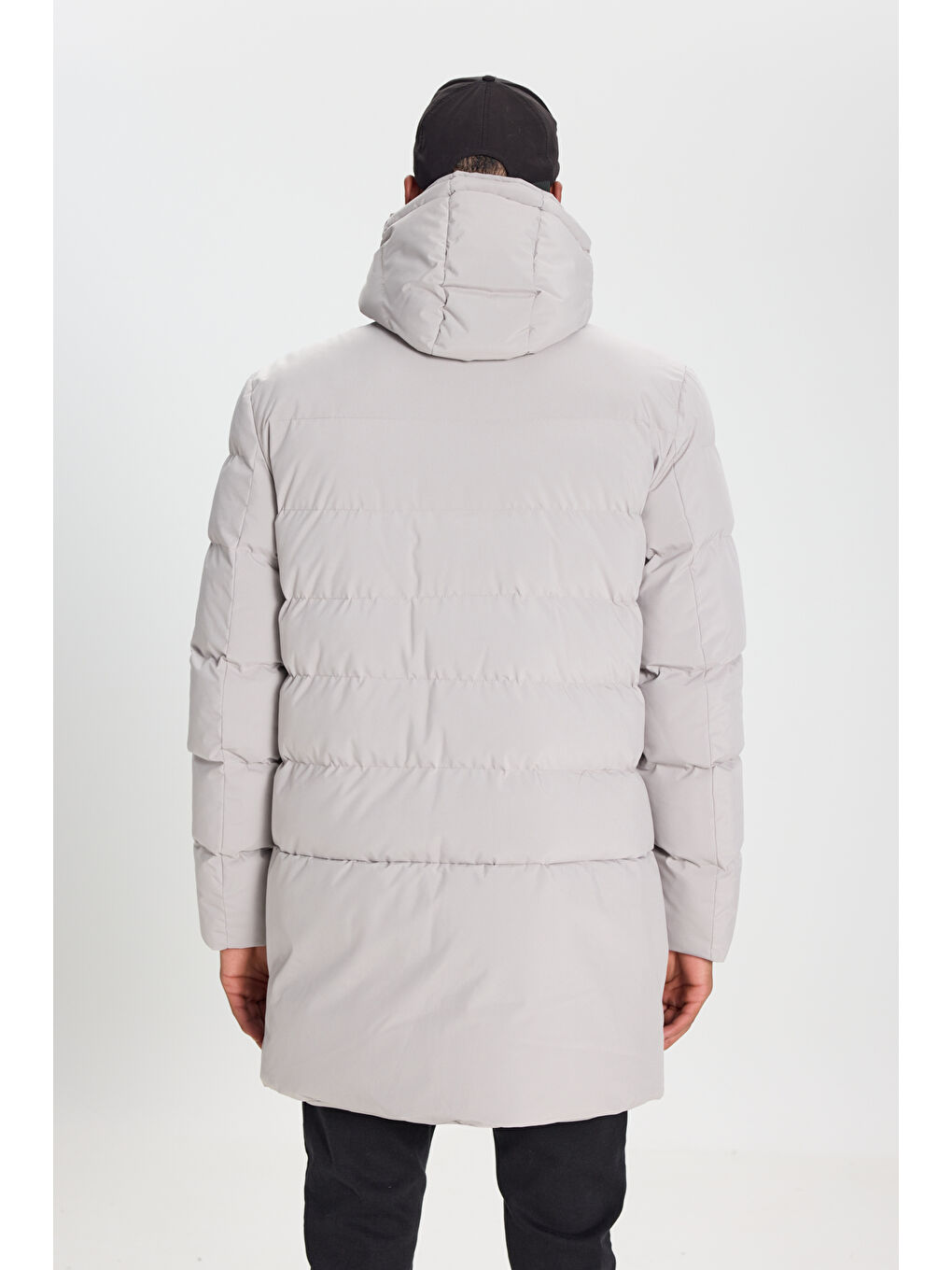 Bej Erkek Taş Standart Fit Normal Kesim Kapüşonlu Dik Yaka Yan Cepli Kaban-5