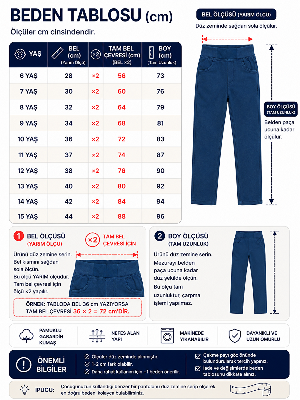 İndigo Kız Çocuk Okul Pantolonu Unisex-3