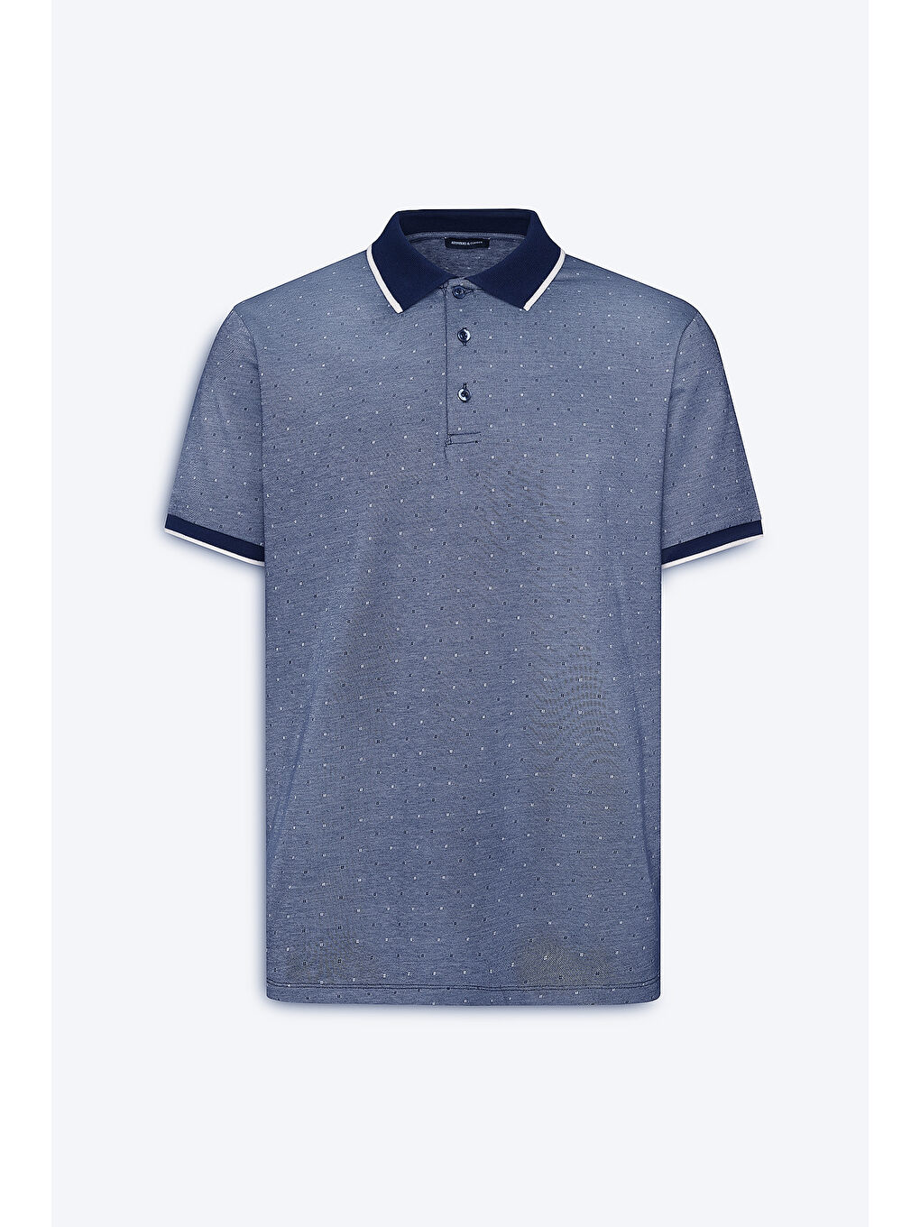 Erkek Lacivert Regular Fit Rahat Kesim Polo Yaka Pamuklu Cepli Jakarlı Tişört-5