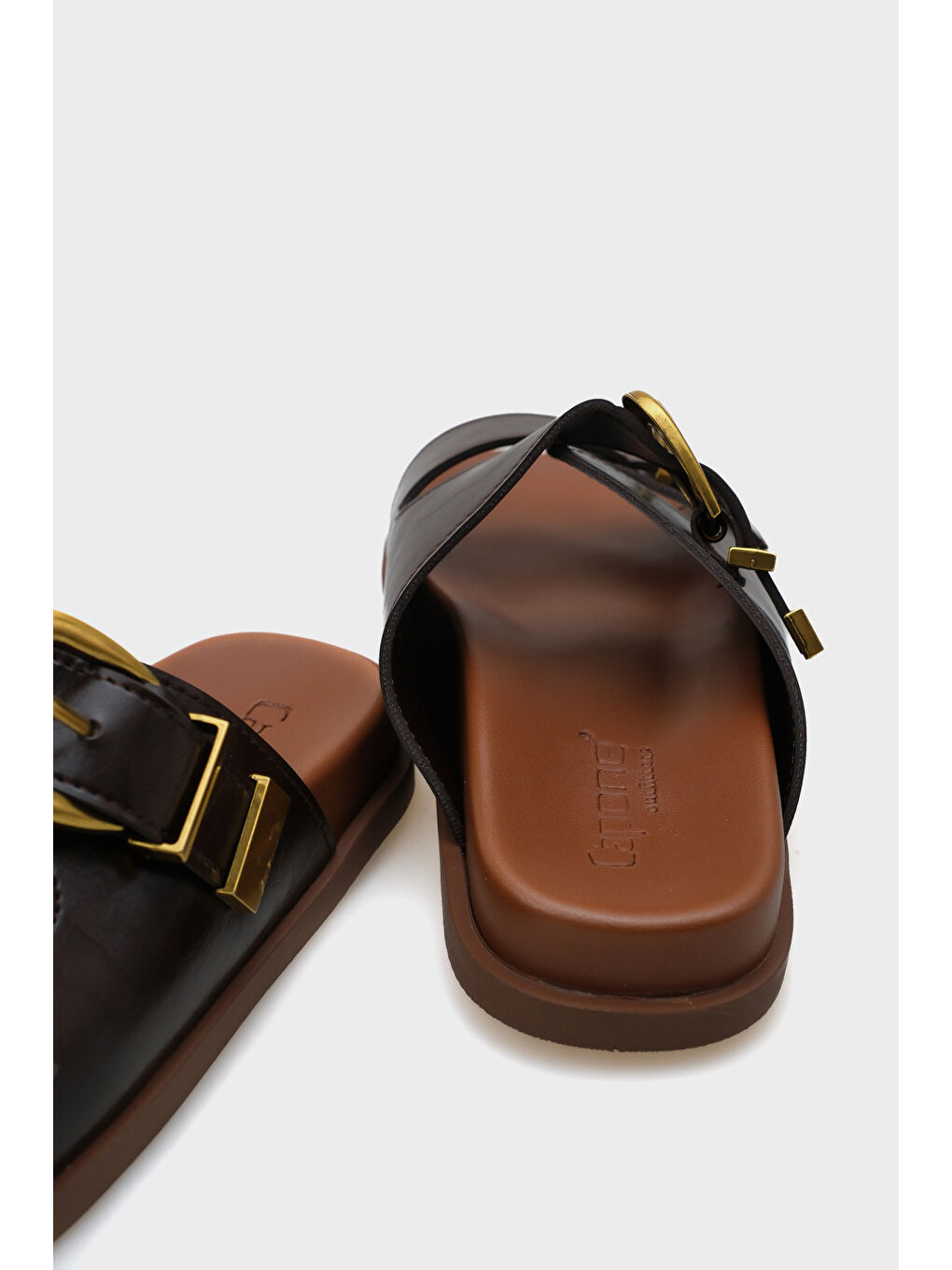 Kahverengi Maryl Çift Tokalı Kadın Konfor Terlik-5