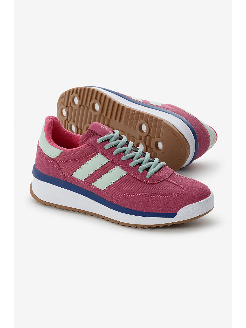 Unisex Fuşya Termo Taban Çift Şeritli Bağcıklı Spor Ayakkabı-3