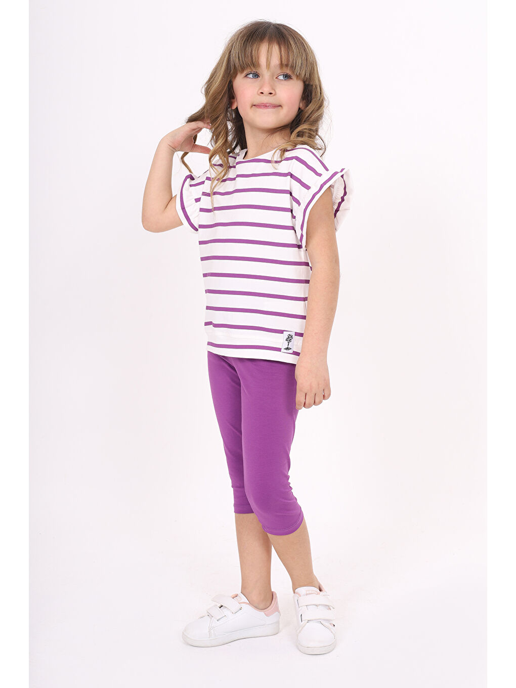 Mor Kız Çocuk Baskılı Kaprili Takım-1