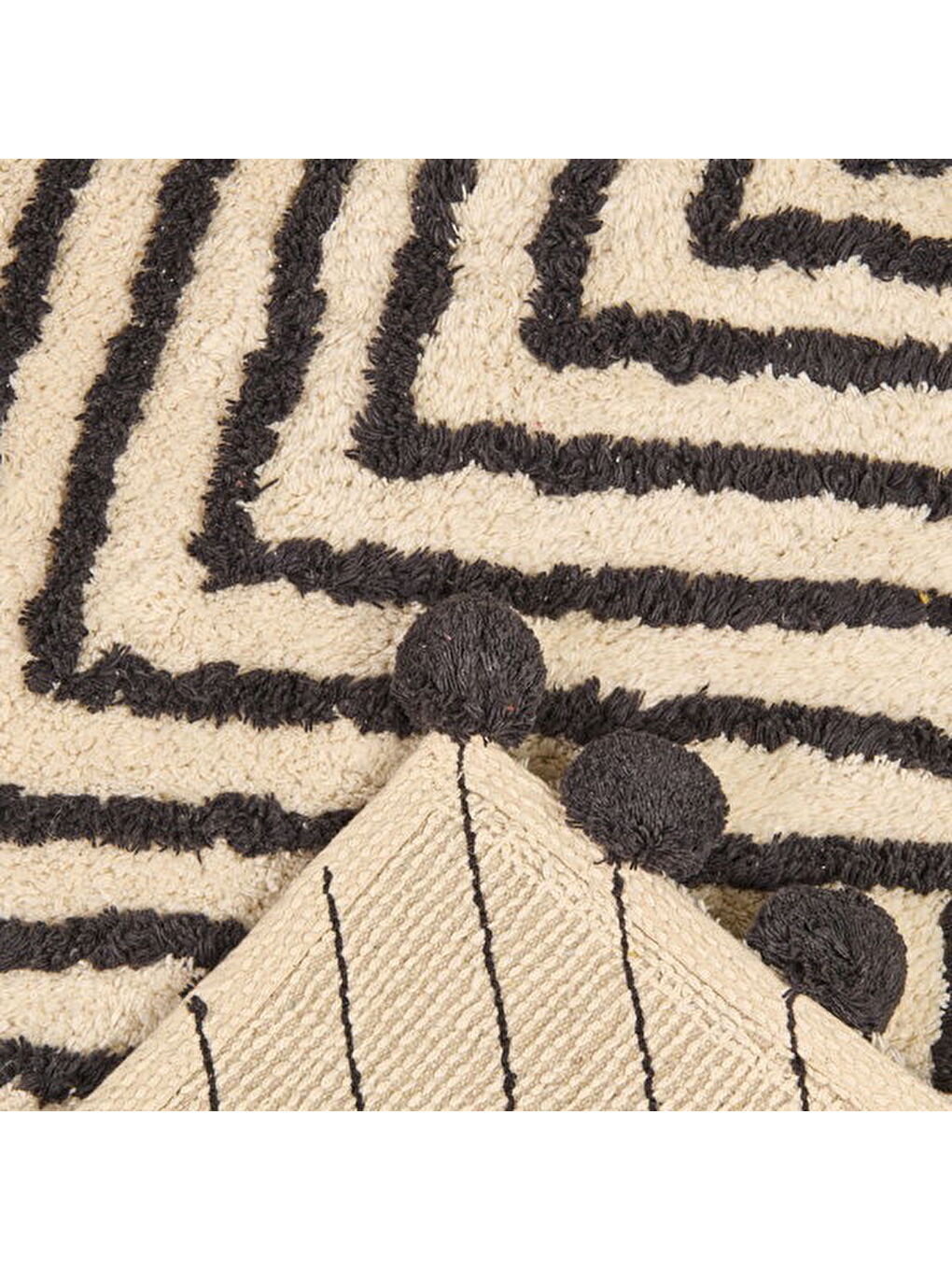 Gri Soft Tufting Nora Banyo Paspası - Ekru / Antrasit - 60x90 cm-5