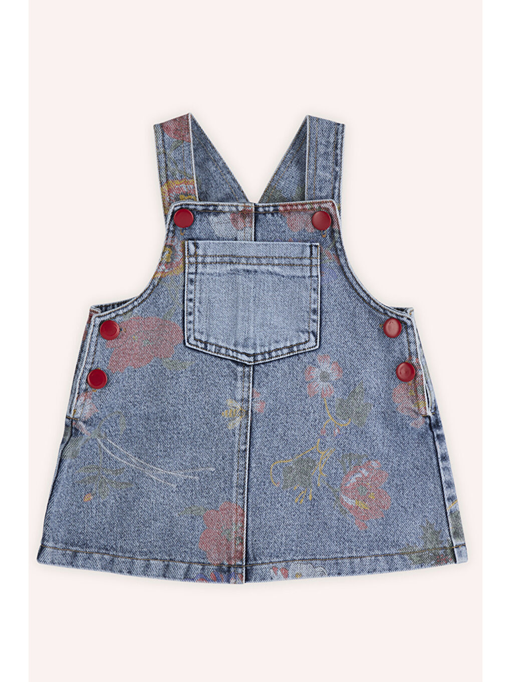 Mavi Kız Çocuk Baskılı Denim Elbise