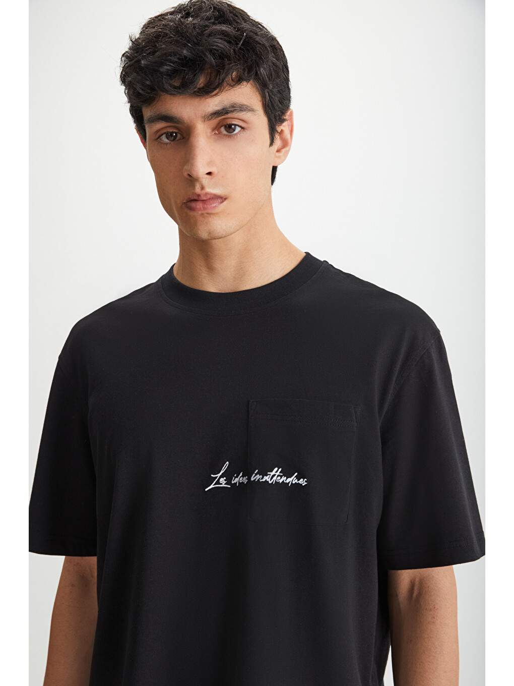 Kravın Erkek %100 Pamuk Bisiklet Yaka Baskılı Siyah T-shirt-3