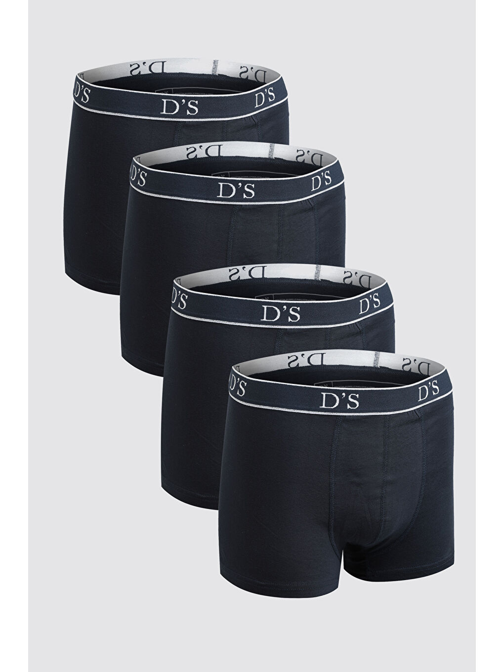 Lacivert Beli Lastikli Marka Logolu Elastanlı Esneyebilen 4'lü Boxer Set